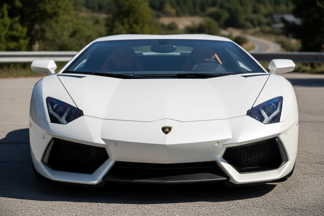 White Lamborghini Aventador LP700-4 Front Detail