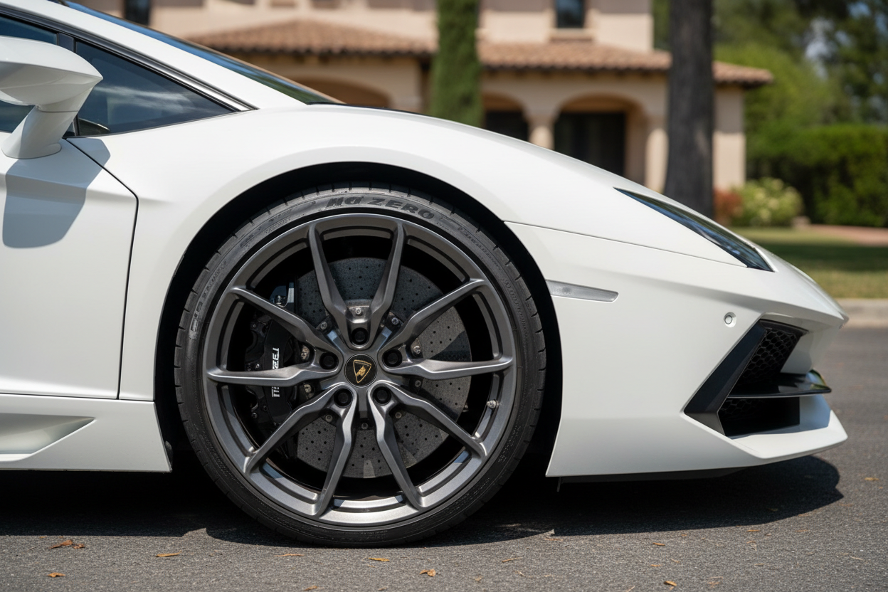 White Lamborghini Aventador LP700-4 Wheel Detail
